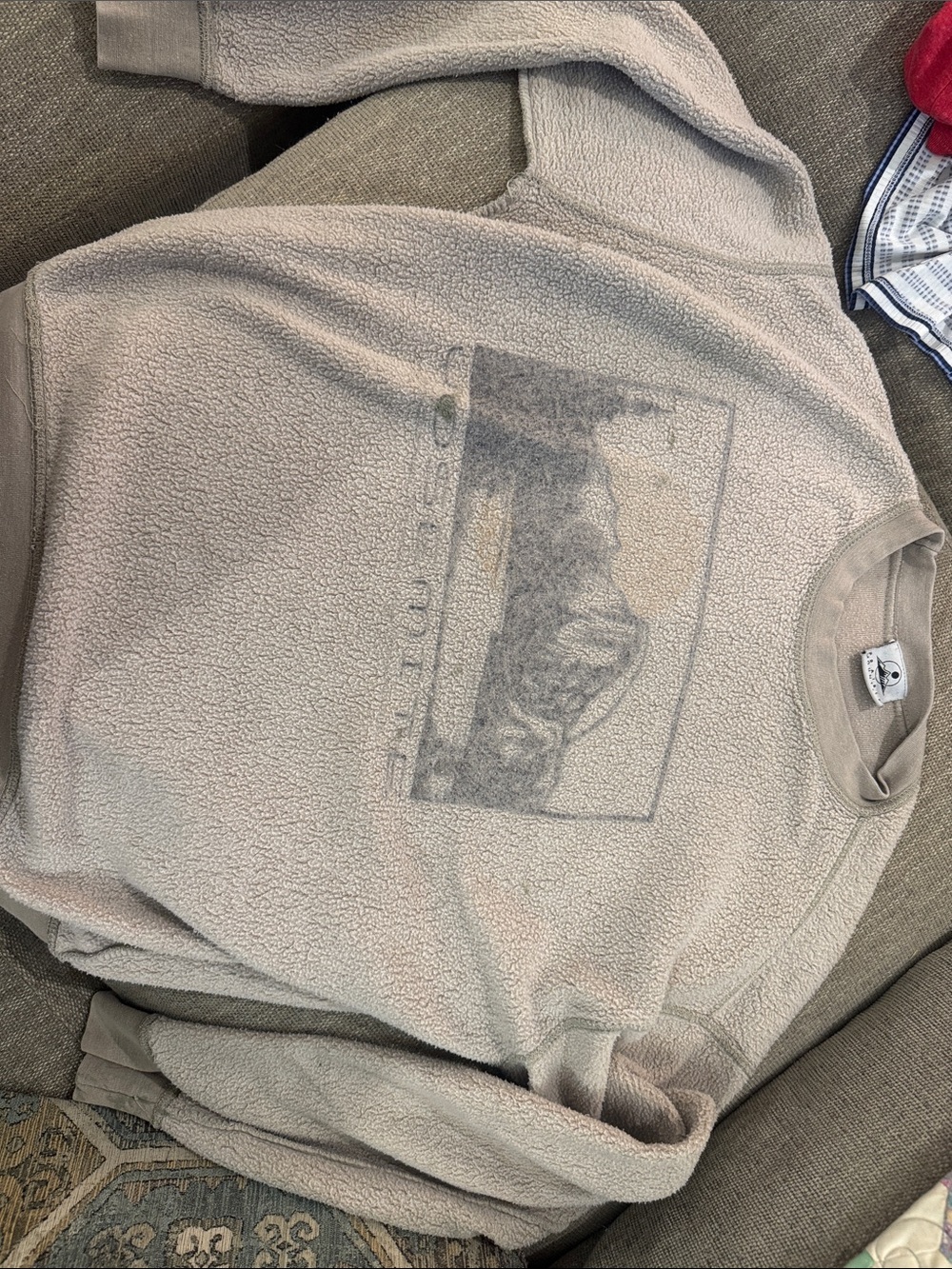 Women’s vintage Crewneck Fleece Sweatshirt - Taupe with Yosemite